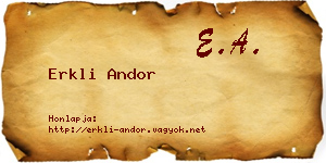 Erkli Andor névjegykártya